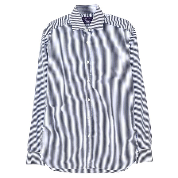 Ralph Lauren Purple Label Aston Striped Dress Shirt - White & Blue Button Up